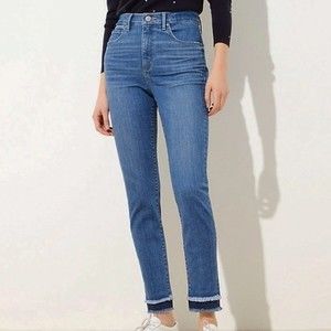 Loft Jeans Curvy Skinny Double Frayed Hem